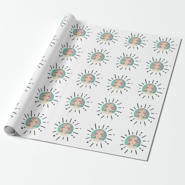 Papel De Presente STARBURST | Simple Custom Fun Photo Wrapping Paper (Desenrolado)