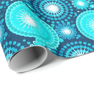 Papel De Presente Starbursts e pinwheels, marinho e turquesa