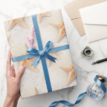 Papel De Presente Starfish Cream Sand Ivory Beach Wedding<br><div class="desc">Aniversário de chá de panela de casamento de sorvetes e marfim de praia</div>