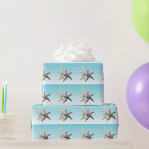 Papel De Presente Starfish Family Light Blue Birthday Wrappaper