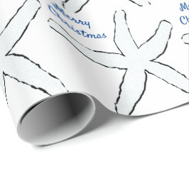 Papel De Presente Starfish Padrões Blue White Beach Feliz Natal