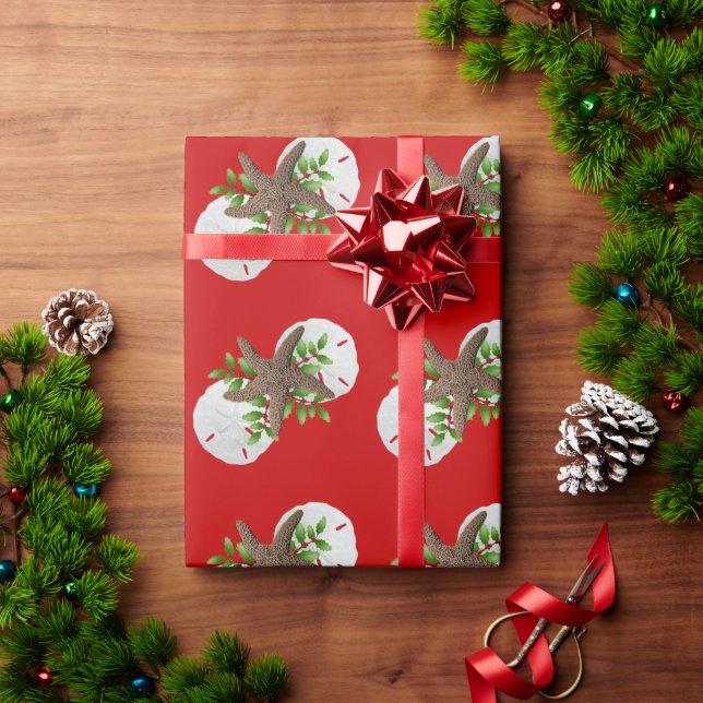 Papel De Presente Starfish Sand Dols Festivo Red Christmas (Presente de Natal)