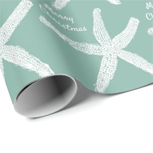 Papel De Presente Starfish Sea Green Beach Merry Christmas Trendy