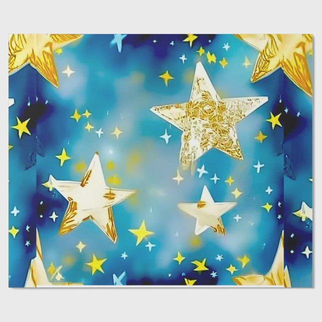 Papel De Presente Starry Night 2 Dift Wrap, Elegante Wraps (Aberto)