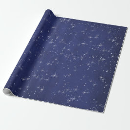 Papel De Presente Starry Night Blue Marinho Cinza Silver Confetti De