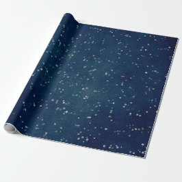 Papel De Presente Starry Night Blue Marinho Pontos Cinza Prata Confe