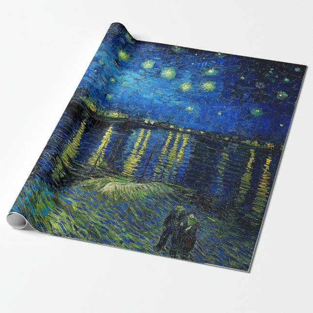 Papel De Presente Starry Night Over the Rhone por Vincent Van Gogh (Desenrolado)