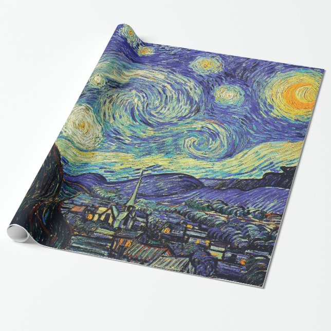 Papel De Presente Starry Night por van Gogh (Desenrolado)