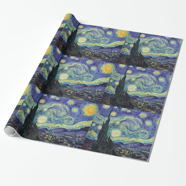 Papel De Presente Starry Night por van Gogh (Desenrolado)