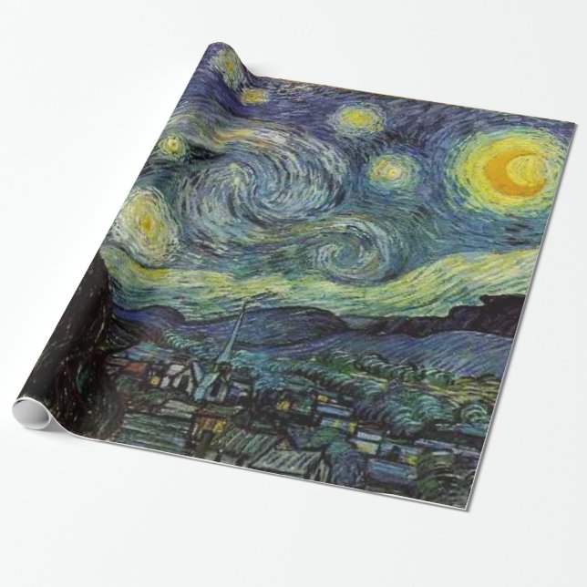 Papel De Presente Starry Night por Vincent van Gogh. (Desenrolado)