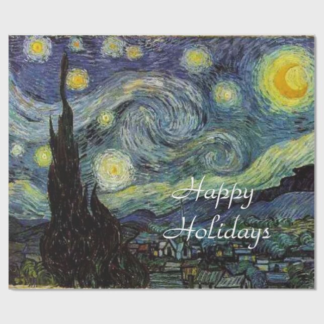 Papel De Presente Starry Night por Vincent van Gogh. (Aberto)