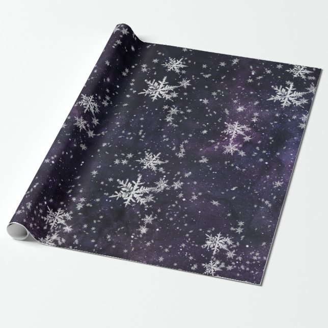 Papel De Presente Starry Night Sky Fallen Fallen Fflakes (Desenrolado)
