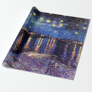 Papel De Presente Starry Night sobre o Rhone por Van Gogh. Vintage