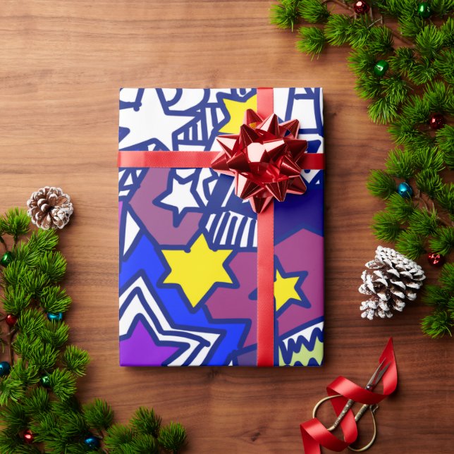 Papel De Presente stars (Presente de Natal)