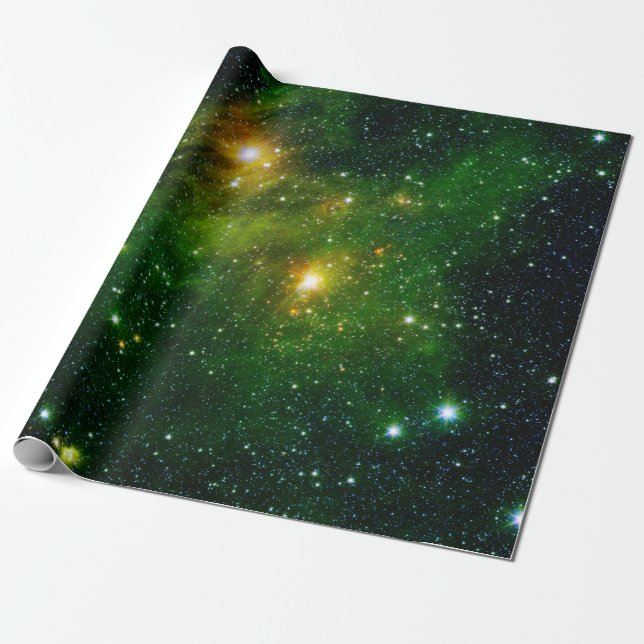 Papel De Presente Stars Astronomy Green Sky Space NASA (Desenrolado)