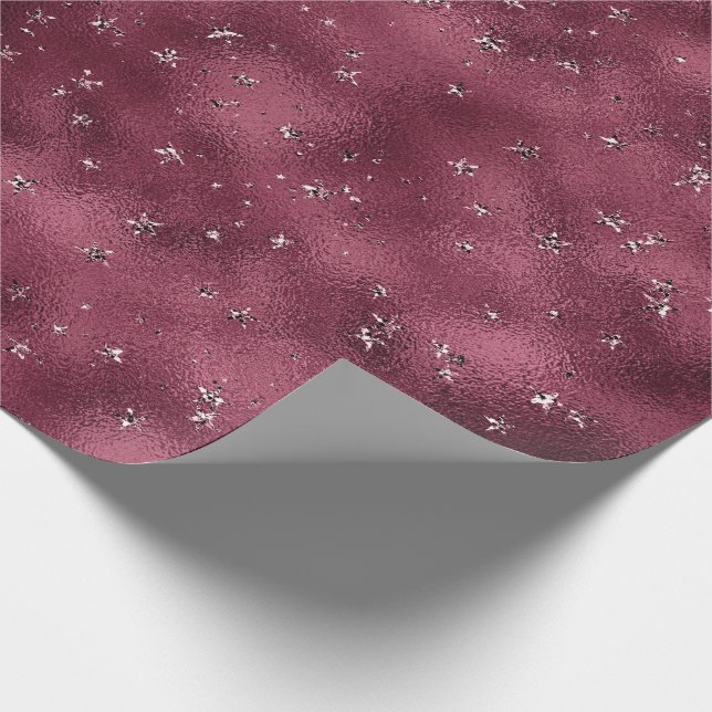 Papel De Presente Stars Bridal Marsala Glitter Burgundy Glam (Ponta)
