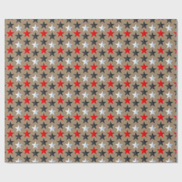 Papel De Presente Stars Russo Kraft Negro Brilhante Vermelho Silver