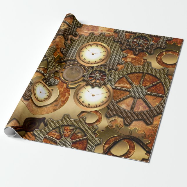 Papel De Presente Steampunk dourado (Desenrolado)