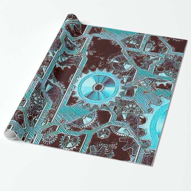 Papel De Presente Steampunk, engrenagens (Desenrolado)