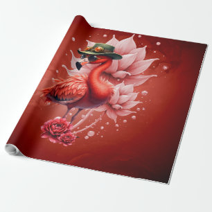 Papel De Presente Steampunk Flamingo - Trabalho de arte Digital Fant