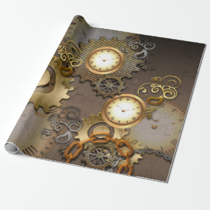 Papel De Presente Steampunk, pulsos de disparo e engrenagens mim