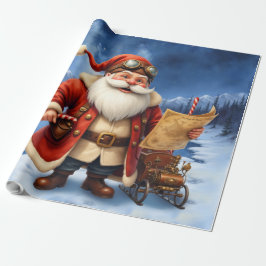 Papel De Presente Steampunk Santa Claus – Vintage Christmas Adventur
