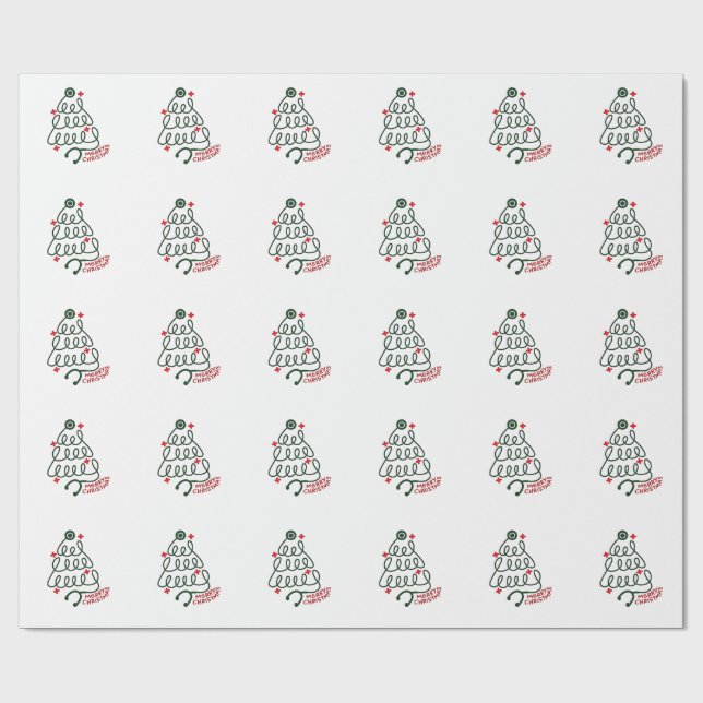 Papel De Presente Stethoscope Árvore de Natal Luzes Enfermando Esfre (Aberto)