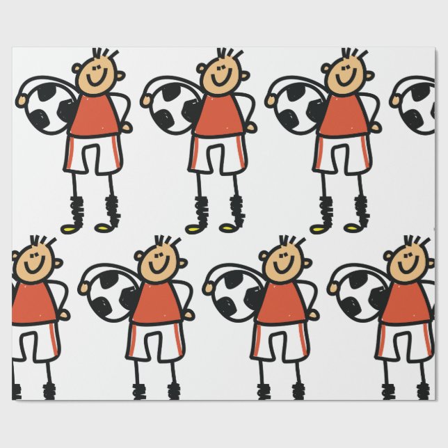 Papel De Presente Stick Figure Soccer Boy Football Player (Aberto)