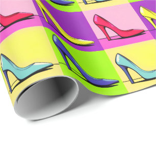 Papel De Presente Stiletto Pumps, High Heels Pop Art