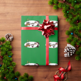 Papel De Presente Stogie Papais noeis e Reindeer Green WrapPaper