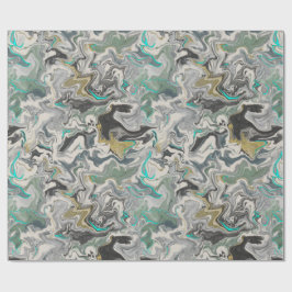 Papel De Presente Stone Marbling with Turquoise Veins