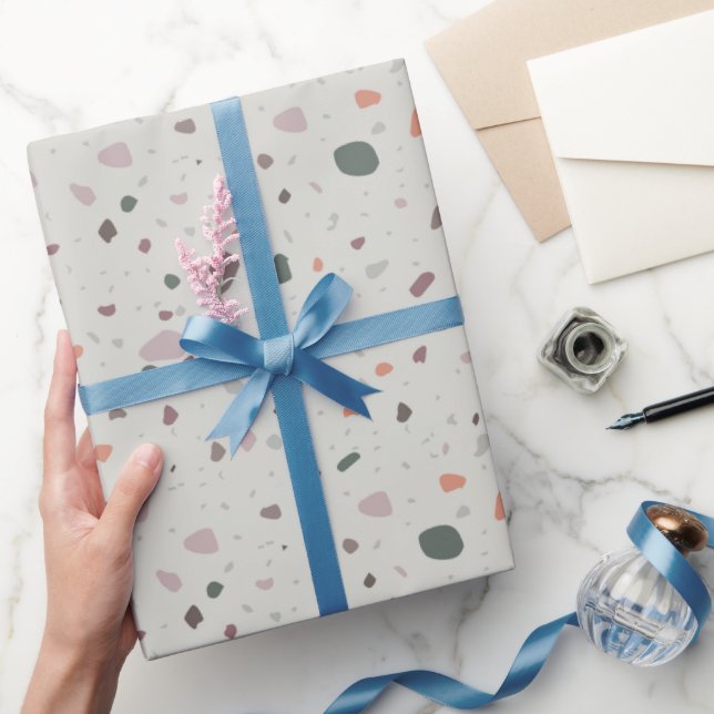 Papel De Presente Stone Terrazzo Pattern  (Presentear)