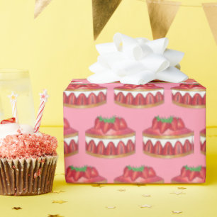 Papel De Presente Strawberry Fraisier Cake (pastelaria)