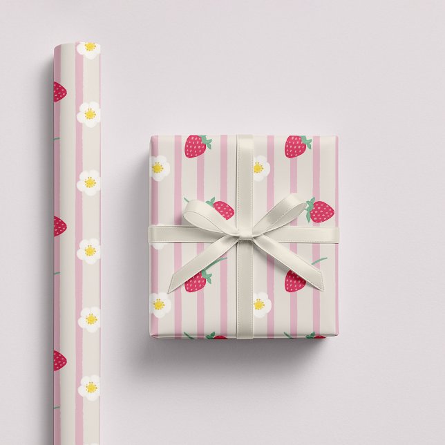 Papel De Presente Strawberry PatternWrapping Paper (Criador carregado)