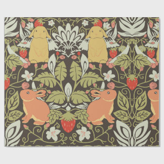 Papel De Presente Strawberry thief Bunnies pattern