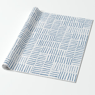 Papel De Presente String Herringbone - azul clássico