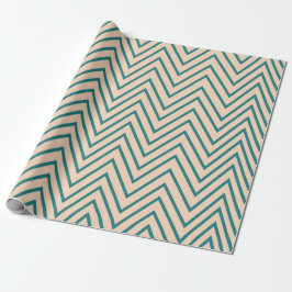Papel De Presente Stripe de Chevron Azul Peach