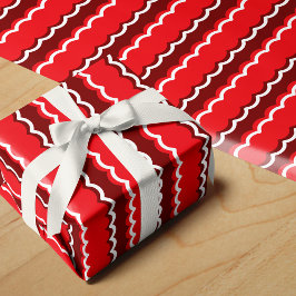 Papel De Presente Stripe de Escala Vermelho e Branco Funky