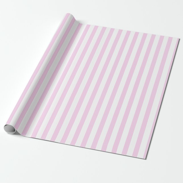 Papel De Presente Stripe Rosa e Branca (Desenrolado)