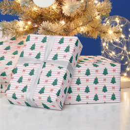 Papel De Presente Striped Christmas Tree Pattern Wrapping Paper Roll