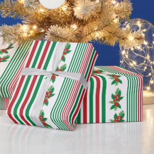 Papel De Presente Stripes Clássicas com Holly