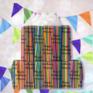 Papel De Presente Stripes Coloridas Todos Presentes Ocasionados