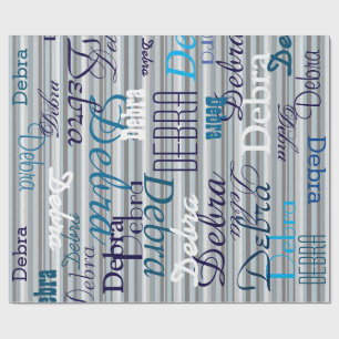 Papel De Presente Stripes de cinzas / padrão de nomes personalizados
