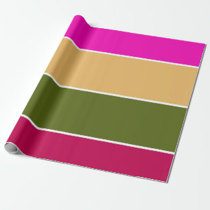 Papel De Presente Stripes de Flor Rosa Quente