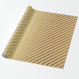Papel De Presente Stripes Linhas Kraft Dourado Elegante Natural Míni