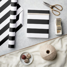 Papel De Presente Stripes Negras e Brancas, Padrões Strike, Linhas