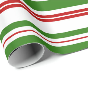 Papel De Presente Stripes Vermelhas, Brancas, Verdes Inspiradas no N