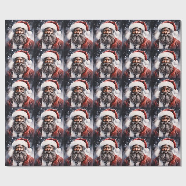 Papel De Presente Strong Black Santa Melanin Chrismas Claus Men  (Aberto)