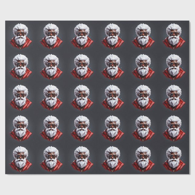 Papel De Presente Strong Black Santa Melanin Chrismas Claus Men  (Aberto)