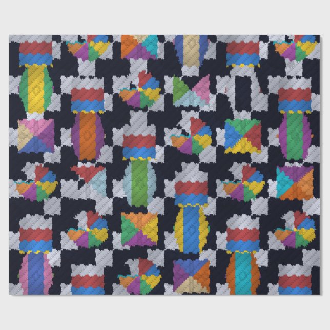 Papel De Presente Stylish Glossy Geometric Colorful  (Aberto)